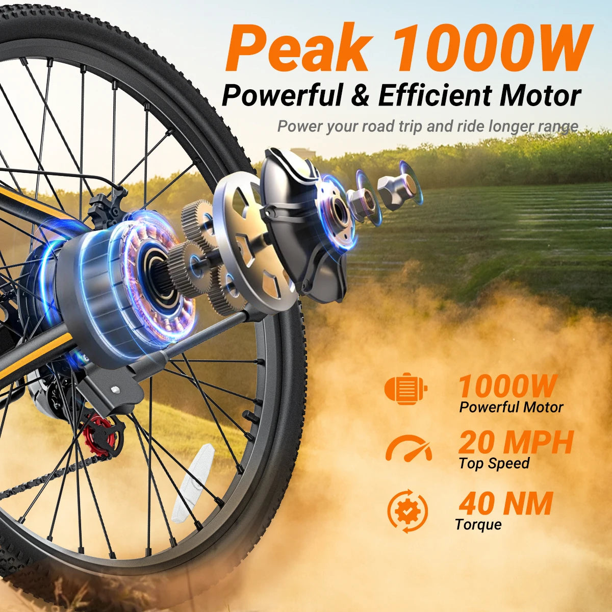 【1 Year Warranty】M26 Electric Bicycle 1000W Peak Motor 
360WH Lithium Battery Electric Bike  26 Inch city  UL2849