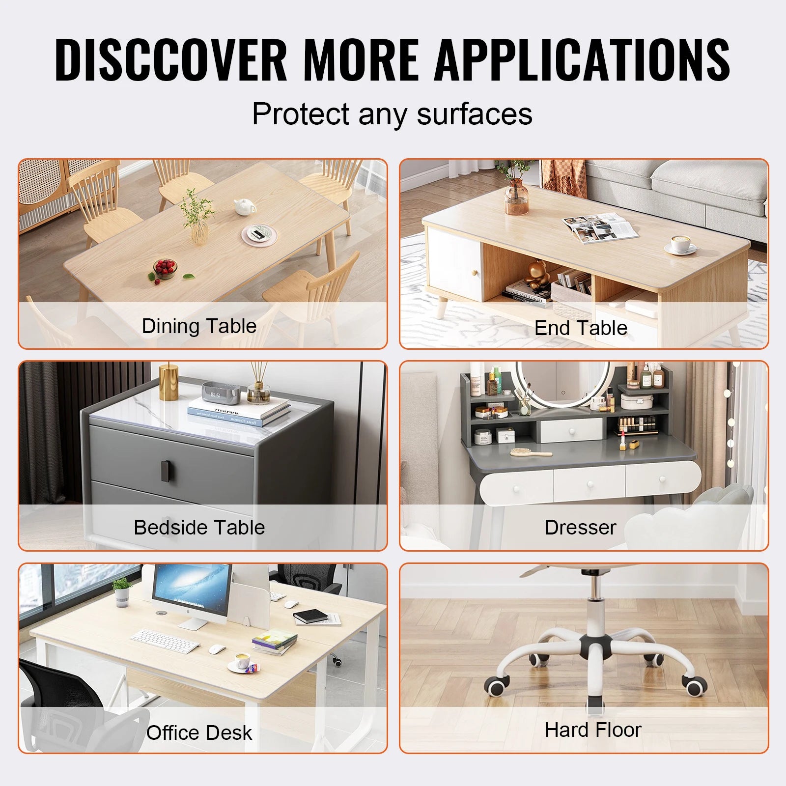 SucceBuy PVC Tablecloth Transparent Table Cloth 
1.5mm Waterproof Kitchen Oil-Proof 
Table Mat Plastic Soft Glass Protector Cover