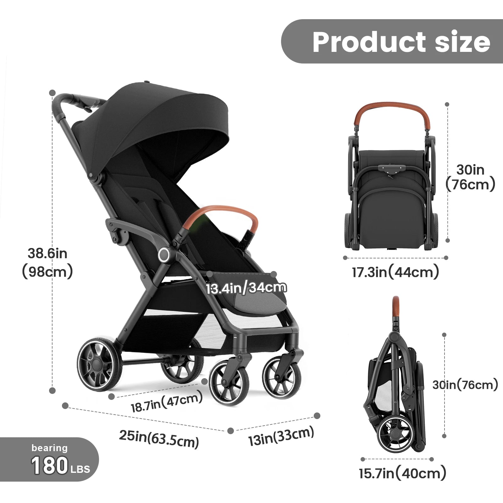 Standard Stroller  Seat, Foldable Portable Newborn Stroller ,Luxury Baby Carriage ,Baby,Toddlers,360°Swivel Seat