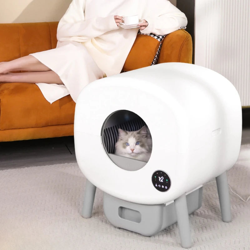 Automatic Smart Cat Toilet,   Electric Litter Box Can Be Remotely Controlled By App enclosed