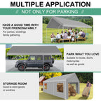 12x20ft Carport Heavy Duty, Portable Garage with Built-in Sandbags, Car Canopy for Truck, Boat, SUV with All-Season Tarp fall