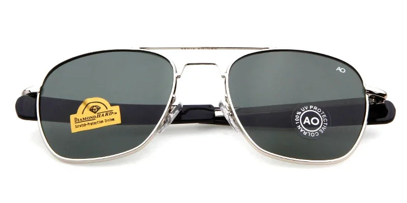 Retro Green AO Pilot Sunglasses 
Luxury Brand Designer Male,   American Army Military Optical Glass Lens Shades Eyewear