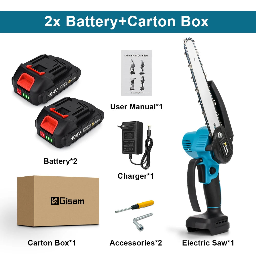 Gisam 8 Inch Brushless Electric Chainsaw
 Cordless Electric Saw Woodworking  
Cutting Tool Compatible with Makita 18v Battery Pin
