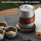 Camping Tableware Set 
Lightweight Titanium Coffee Pot Tea Kettle
 Outdoor Camping Kettle Set 3 Cups Tea Set For Hiking Picnic
