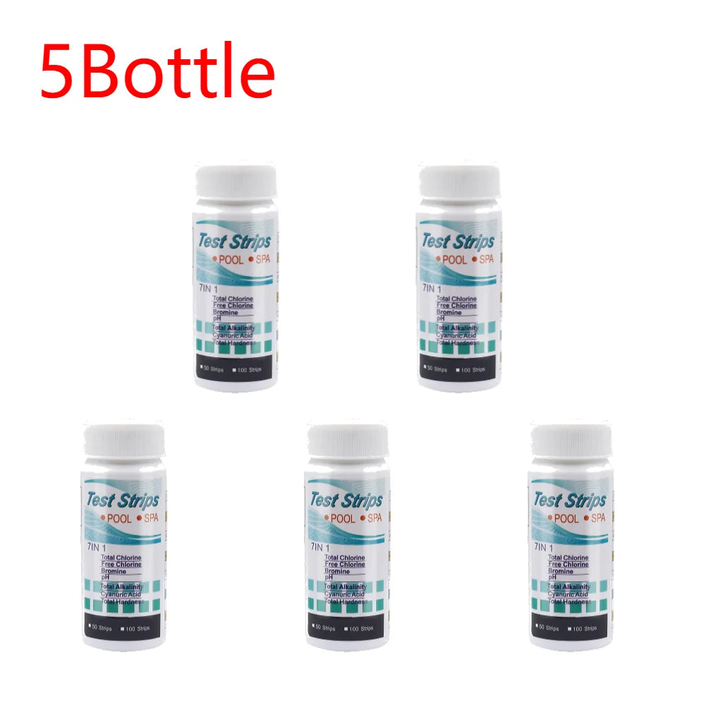 5-1 Bottle Water Test PH Strips 50/100 Pcs/bottle 7-in-1 Residual Chlorine Value Alkalinity Hardness Tester for Aquarium Pool