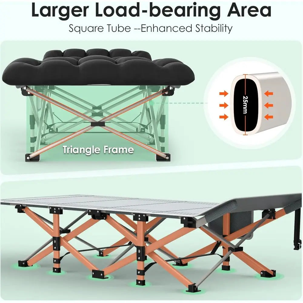 Double Layer Portable Camping Cot with Carry Bag - Ideal for Outdoor, Beach, and Travel