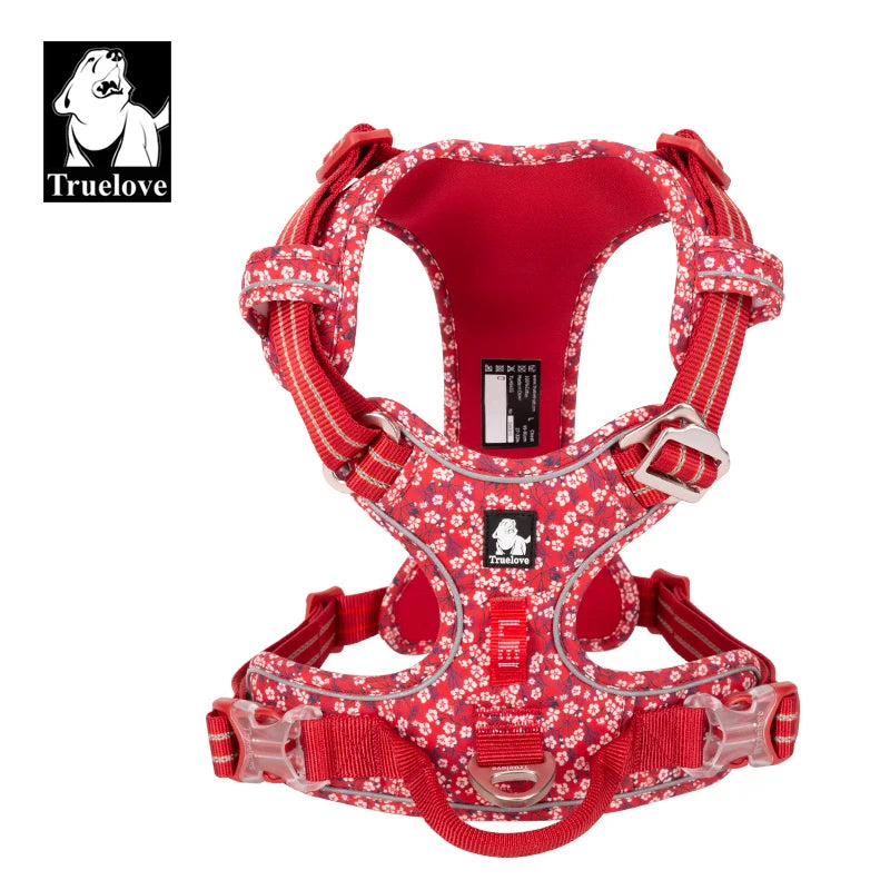 Truelove Pet Dog Harness Floral 
No Pull,      Cotton Fabric Breathable and Reflective Soft for Big ,Medium ,Small, Adjustable Vest