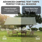 Waterproof Camping Tent Tarp Awning Sun Shelter Outdoor Hammock Tent Tarp Shelter for Beach Camping Hiking 13.1X9.2FT Tarp