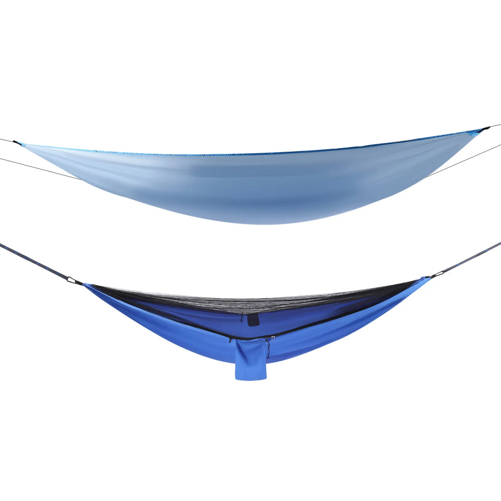 Blue Camping Hammock w/h Rain Fly Tarp Mosquito Net Tent Hammock for Backpacking and Travel