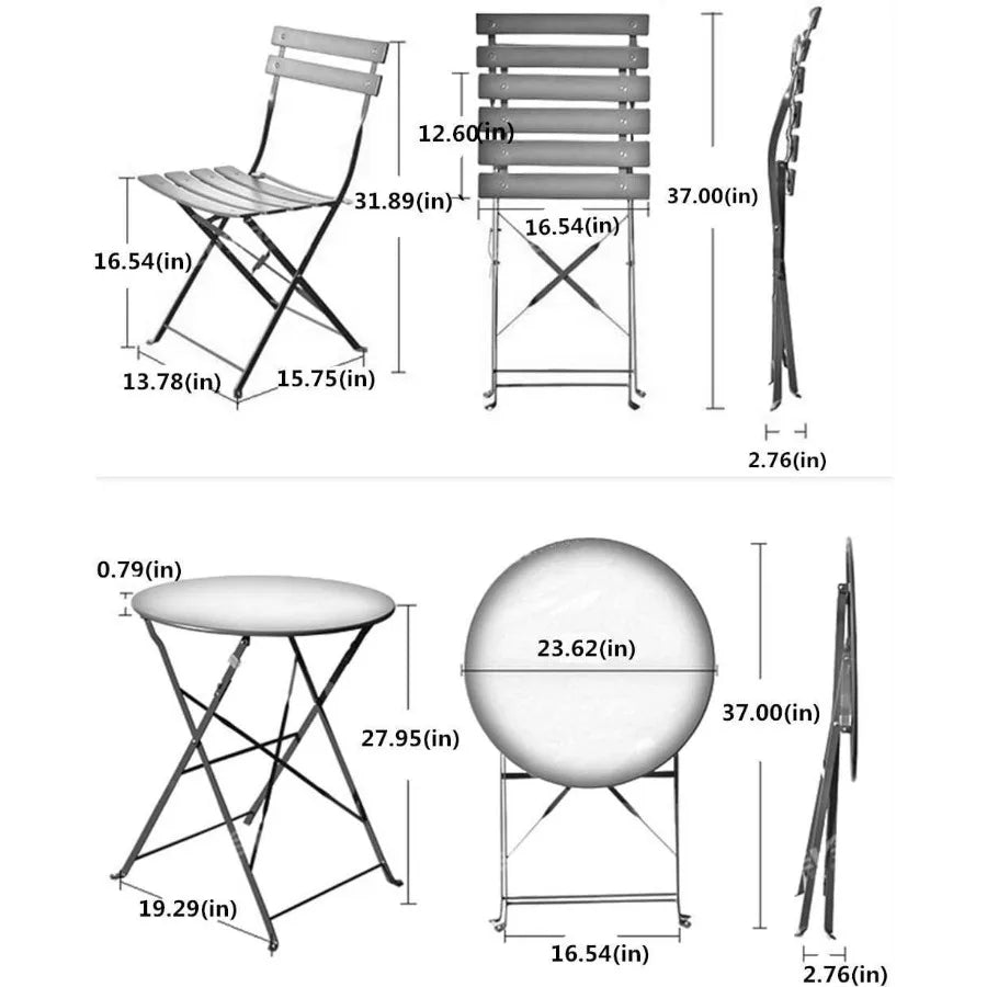 Grand patio 3-Piece Steel Foldable Bistro Set .  2 Chairs and 1 Table .  
Weather-Resistant Outdoor/Indoor for  Conversation
