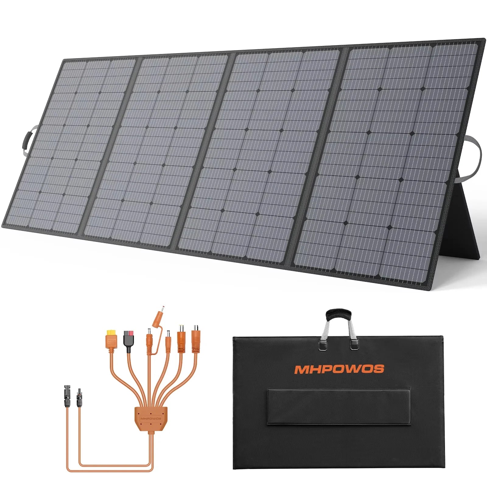 MHPOWOS 400W Portable Solar Panel, 
Lightweight Foldable Solar Panels with an Adjustable Kickstand, 
IP67 Waterproof Solar Charger
