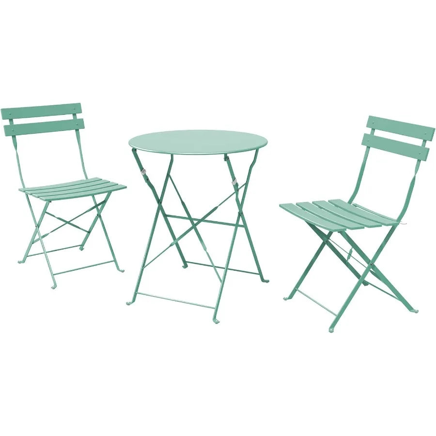 Grand patio 3-Piece Steel Foldable Bistro Set .  2 Chairs and 1 Table .  
Weather-Resistant Outdoor/Indoor for  Conversation