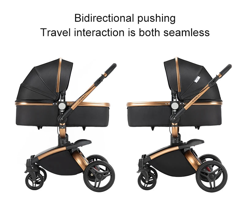 PU Leather Baby Stroller 2 in 1 Travel System 
High Landscape Portable Baby Pram
Newborns Aluminum Frame Baby Carriage