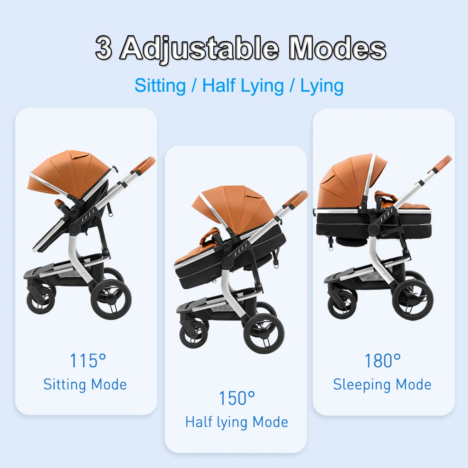Baby Stroller High-Land scape Baby Carriage 
Adjust Position for Infant Toddler Portable
Folding Pram Reversibale Stroller 2in1