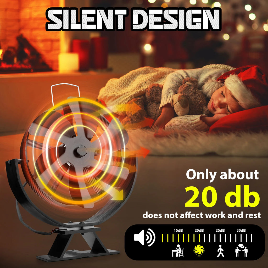 360° Rotating Stove Fan 
Heat Powered Fireplace Fan
Log Wood Burner Eco-fan Quiet Fireplace Fan Home Winter Warm Heat