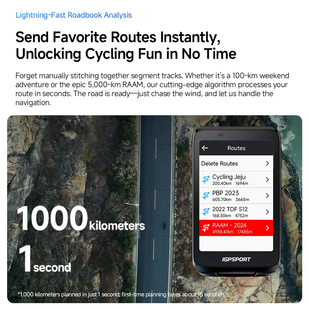 iGPSPORT Bicycle GPS Computer BiNavi Touchscreen
Map Navigation 35 Hours Battery Life  Waterproof Route Planning