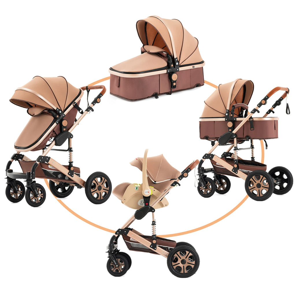 Baby Stroller Combo Car Seat, Travel System with Isofix Base,
Baby Carriage 3in1 Reversible Foldable Standard Stroller