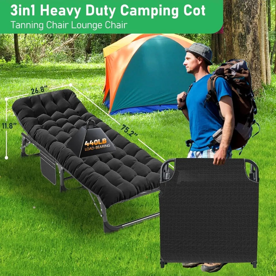 Camping Cot for Adults Heavy Duty 
Adjustable Bed for Sleeping 
 DoubleLayer 1200D with Mattress Carrying Bag for Home