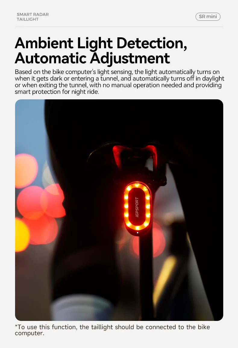 iGPSPORT SR  mini Tail Light with Brake Alert IPX7 
Waterproof Daytime Running Lamp for Road Cycling Bike Safety