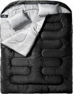 Double Sleeping Bag for Adults Mens with Pillow, 
XL Queen Size Two Person Sleeping Bag for All Season Camping Hiking Backpacking