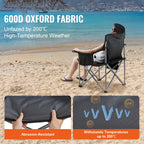 SucceBuy Camping Folding Chair for Adults  
Portable Quad Lumbar Back , Padded Arm  with Side Pockets for Beach, Lawn, Picnic