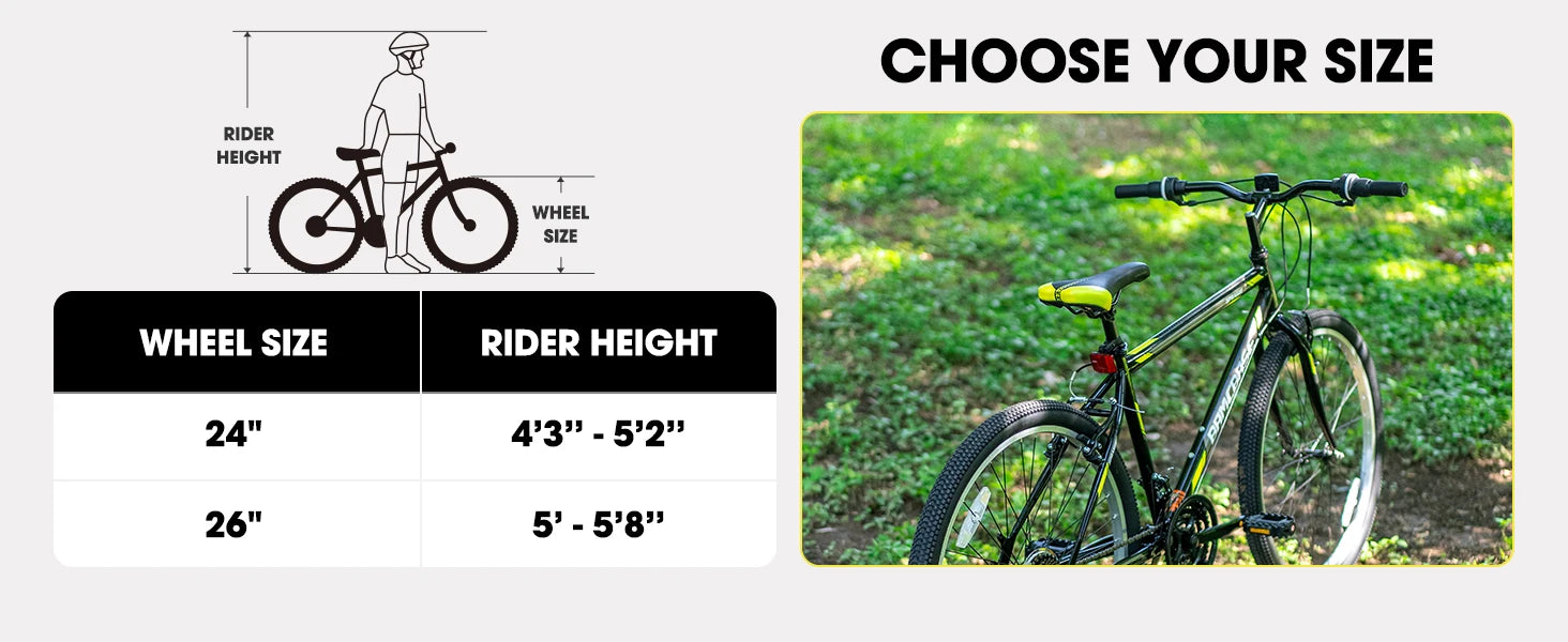 Hiland 24 26 inch Mountain Bike for Men Women, 21 Speeds 
High-Carbon Steel Frame, Sport Cycling MTB Bicycle for Adult