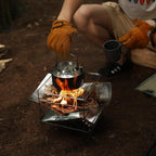 Camping Folding Campfire Grill Stainless Steel Firewood Stove Mini BBQ Rack Outdoor Fire Pit Portable Wood Stove Burner For Camp