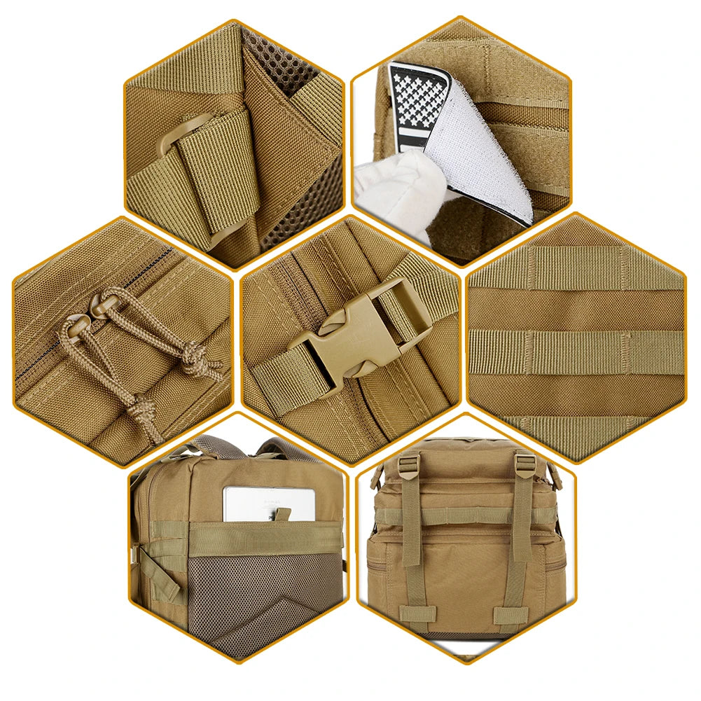 45L Man Tactical Backpacks Traveling  Outdoor 3P School Pack EDC Molle Pack