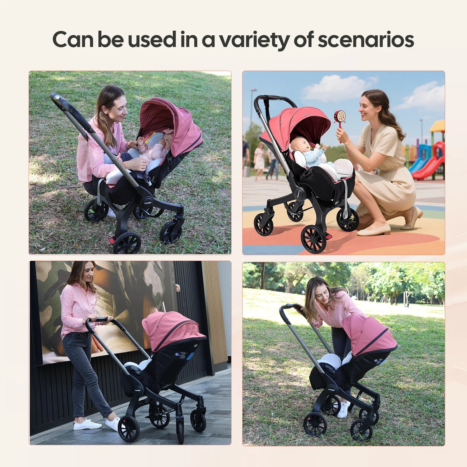 Multi-functional baby stroller, Foldable , Outdoor handcart, Adjustable backrest, Bidirectional push high view