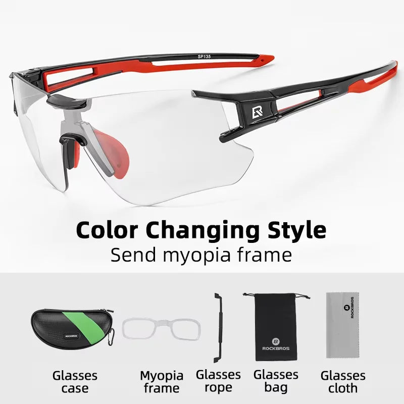 ROCKBROS Cycling Photochromic Glasses UV400 Outdoors Sports Sunglasses Bicycle Mens Frameless Glasses Goggles Technical Eyewear