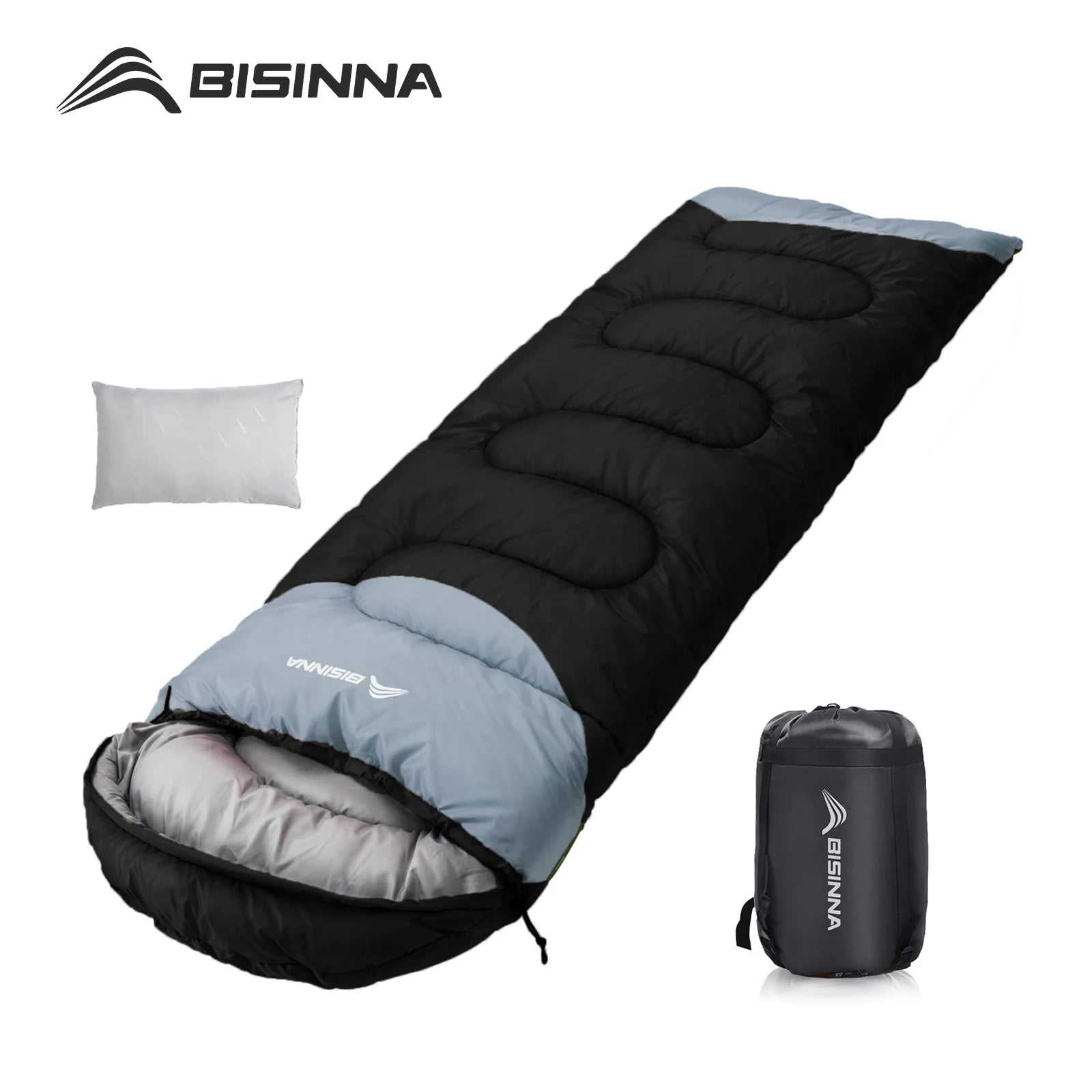 BISINNA Outdoor Camping Sleeping Bag Ultralight 
Waterproof ,  Winter Warm Backpacking With Pillow for Traveling Hiking