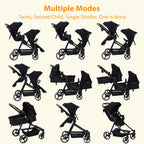 Double Stroller Track 
Tandem Stroller for Infant and Toddler,
 Foldable Pushchair Bassinet Pram, Multi-Position Reversible
