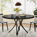 Tribesigns Round Dining Table for 4-6 People, 
47-Inch Farmhouse Dinning  Industrial Dinner Table