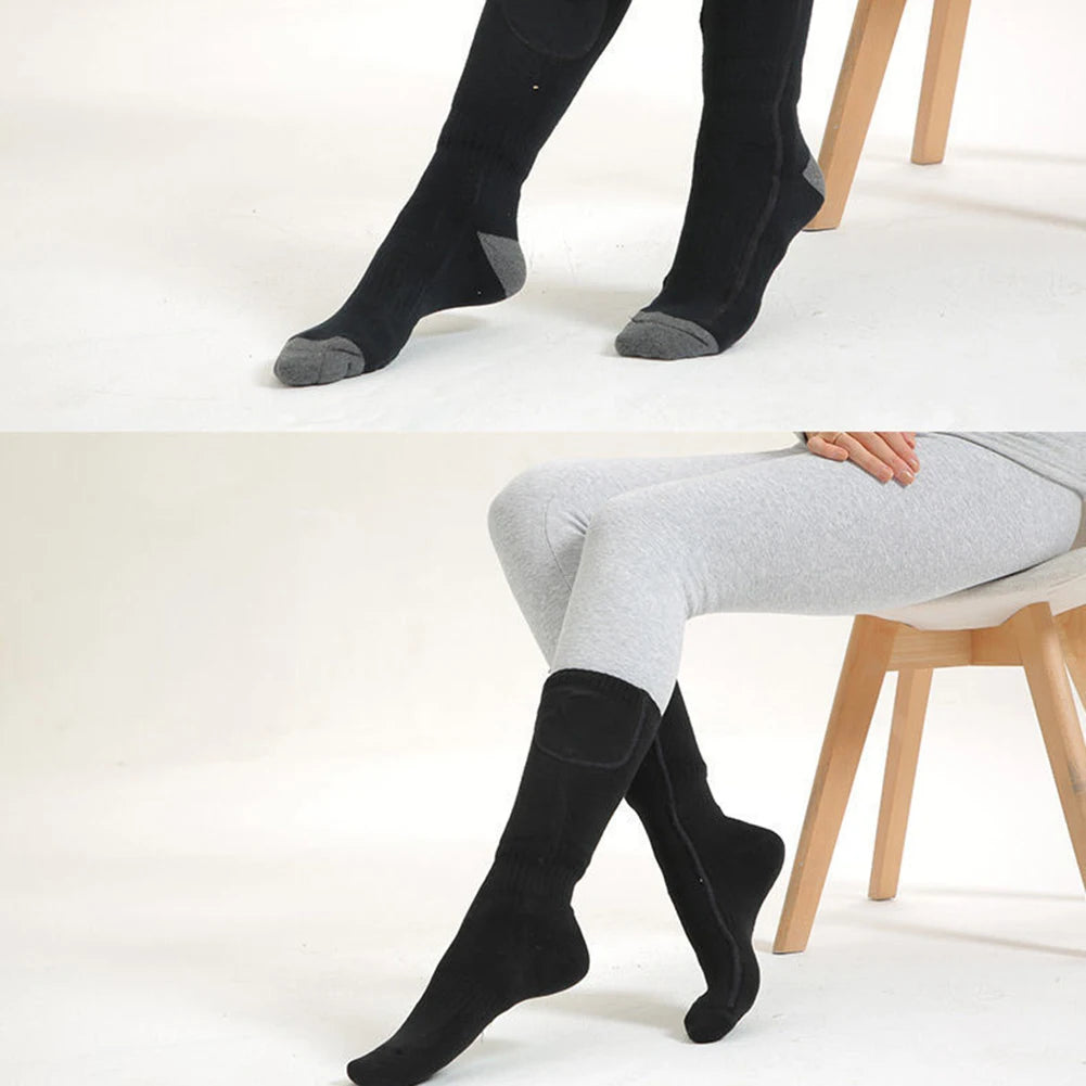 1Pair Winter Heated Socks Anti Slip 
Battery Powered 
Cold-Proof  Heating Warm Long Socks For Outdoor Skiing Hiking