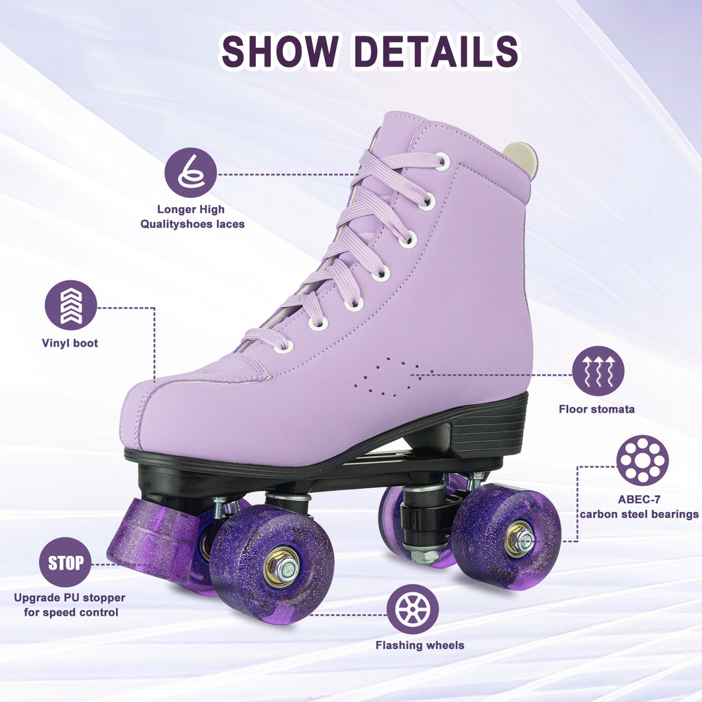 Size 35-45 Double Row Roller Skates 4 Wheels Flashing Skate Shoes For Women Girls Adult Outdoor Skating Training Quad Sneakers