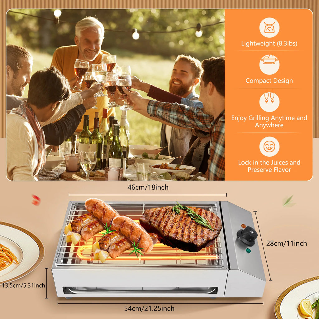 Family Smokeless Grill 1800W 110V 
Stainless Steel Electric 
Barbecue Oven Grill For Restaurant BBQ Equipment