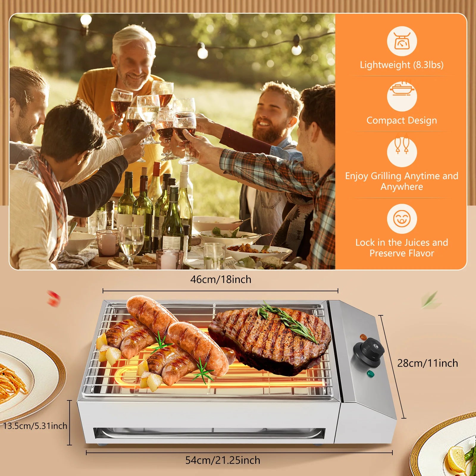 Family Smokeless Grill 1800W 110V 
Stainless Steel Electric 
Barbecue Oven Grill For Restaurant BBQ Equipment