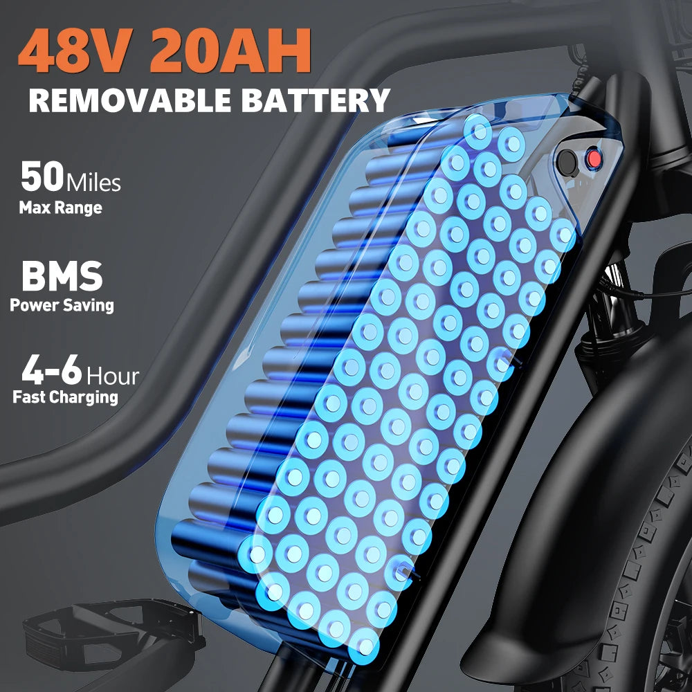 Kickwey LD20 Adult Electric Bike 1500w 32MPH 
48V20ah Mountain  20 Inch Fat Tire
