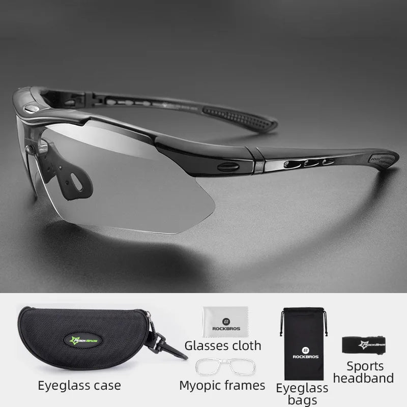 ROCKBROS Bicycle Glasses Photochromic Lens Outdoor Eyewear Goggles UV400 Sports Riding Cycling Sunglasses MTB Road Bike Glasses