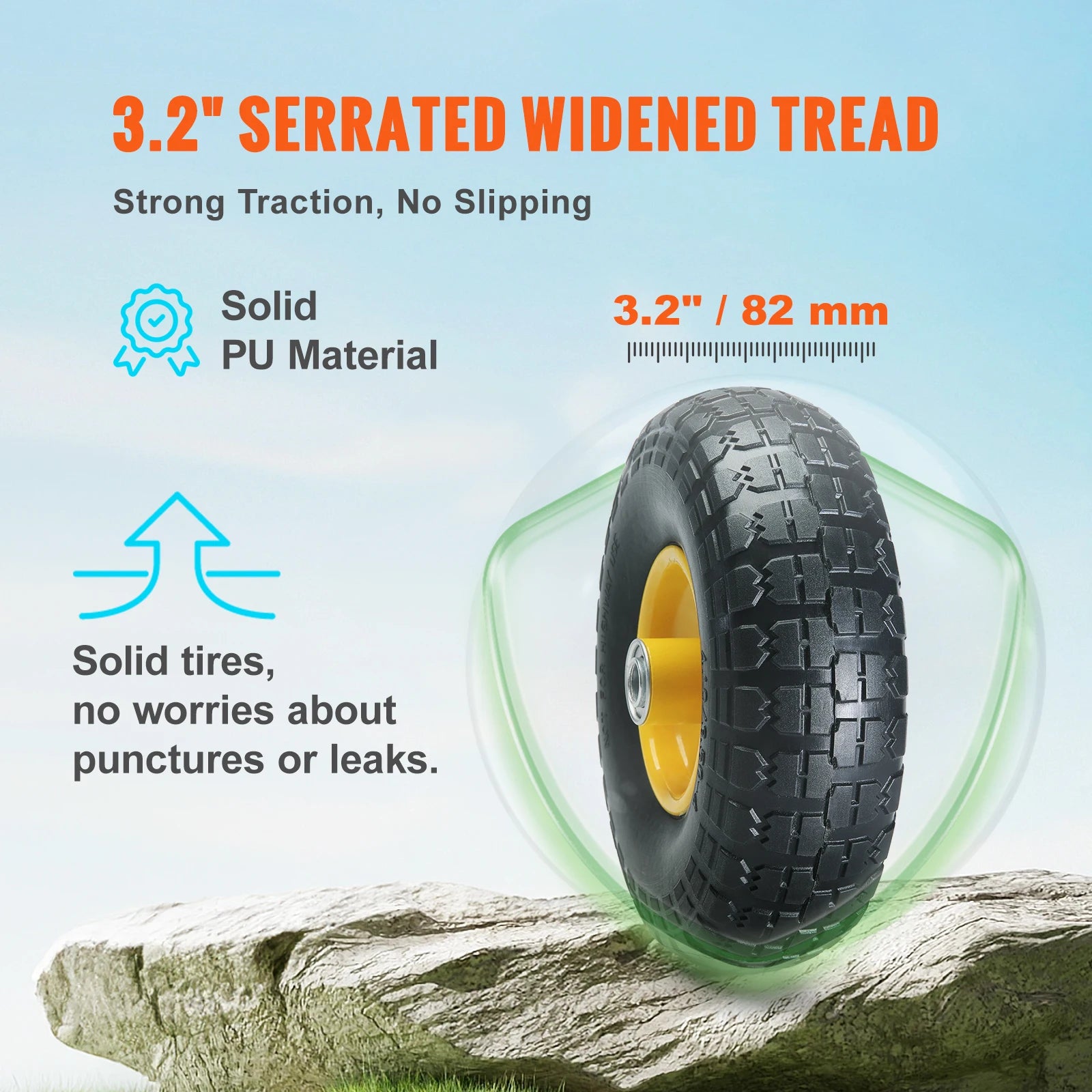 SucceBuy 2-Pack Solid PU Run-Flat Tire Wheel 10" 
Flat Free Tubeless Tires and Wheels for Dollies Garden Trailers Various Carts
