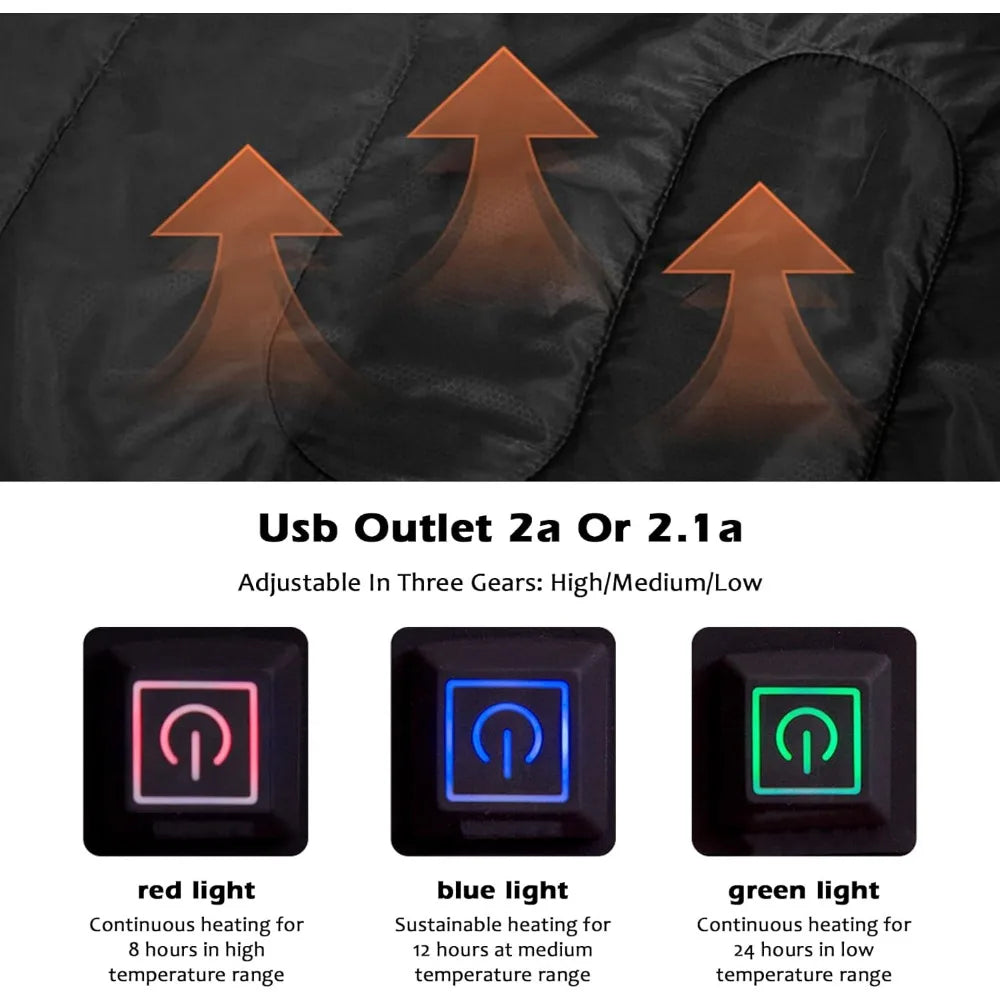 Adult Backpacking Sleeping Bags Waterproof 
Electric Heating with USB Rechargeable Temperature Control for Outdoor Adventure