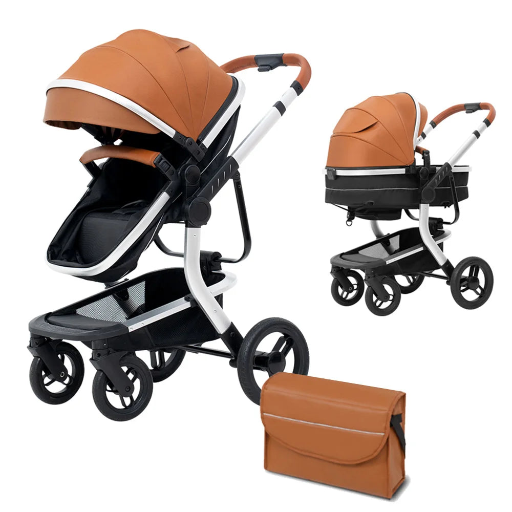Baby Stroller High-Land scape Baby Carriage 
Adjust Position for Infant Toddler Portable
Folding Pram Reversibale Stroller 2in1
