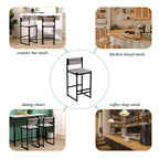 Gray Set of 2 Hand Weave Bar Stools with Back
Counter Height Bar. Paper Rope Woven for Kitchen Home & Office