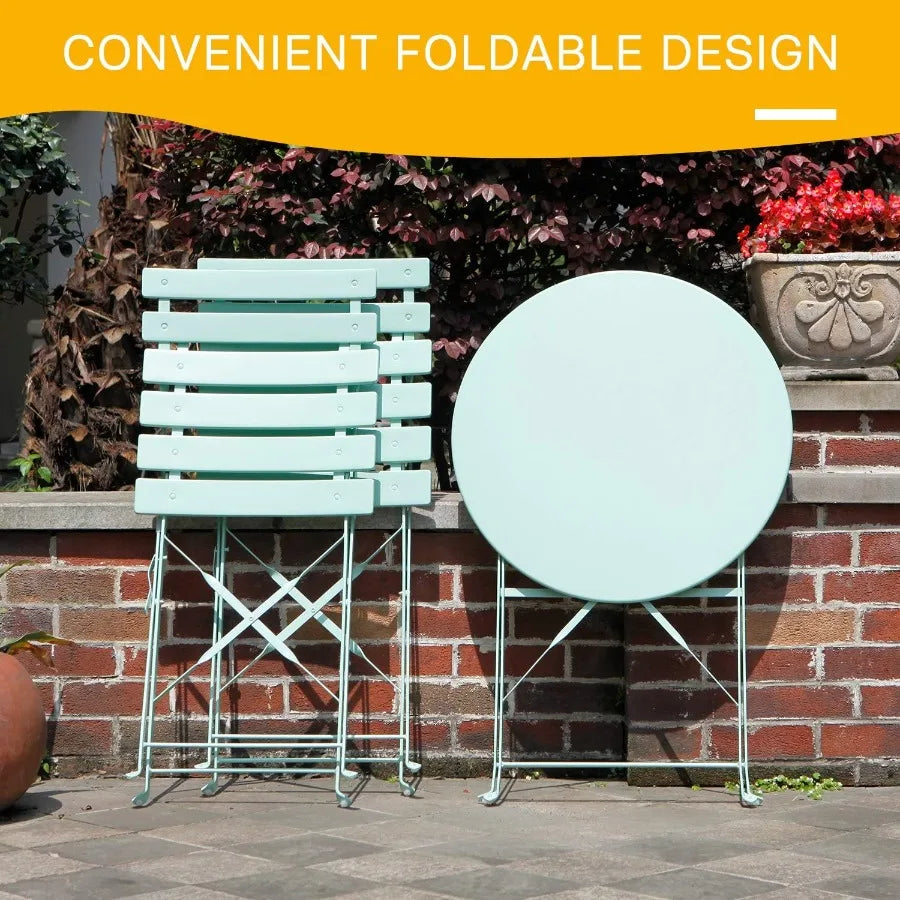 Grand patio 3-Piece Steel Foldable Bistro Set .  2 Chairs and 1 Table .  
Weather-Resistant Outdoor/Indoor for  Conversation