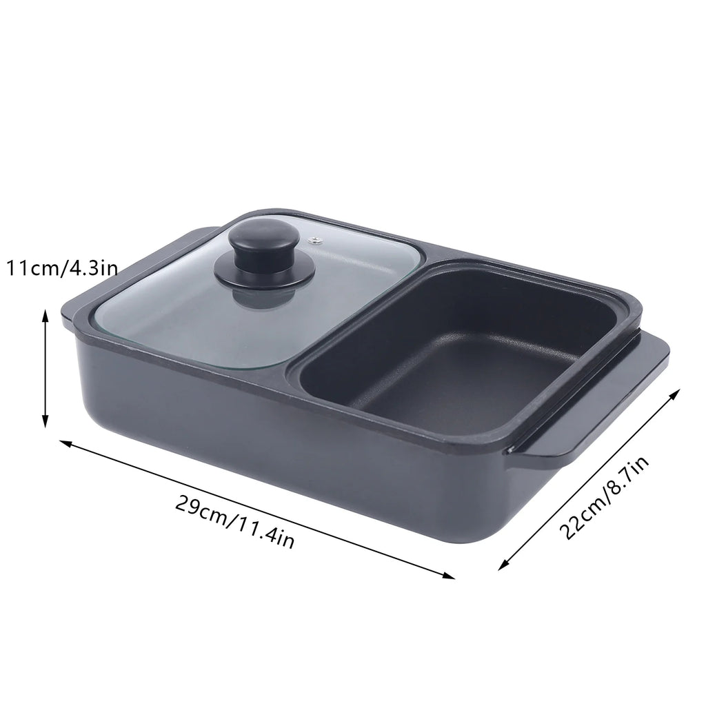 Hot Pot Electric Grill .   2 In 1 Indoor,  Non-Stick Electric Pot & Griddle.
For Bbq,Steaks,Independent Dual Temperature Control 1200W