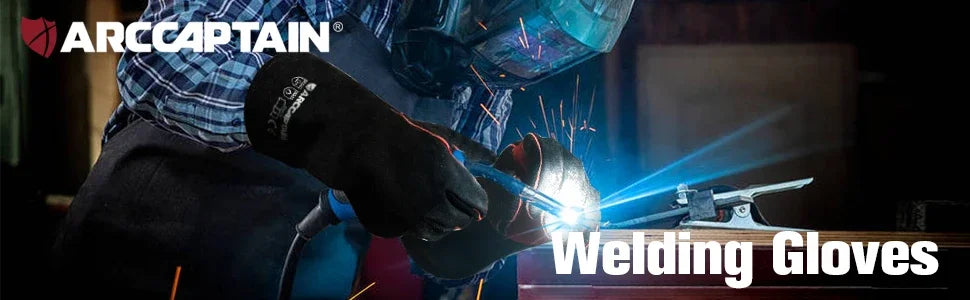 Welding Gloves For Welder Works with Black Palm Welders Thick Cow Split Leather Kitchen Stove Heat Puncture Resistant BBQ Glove