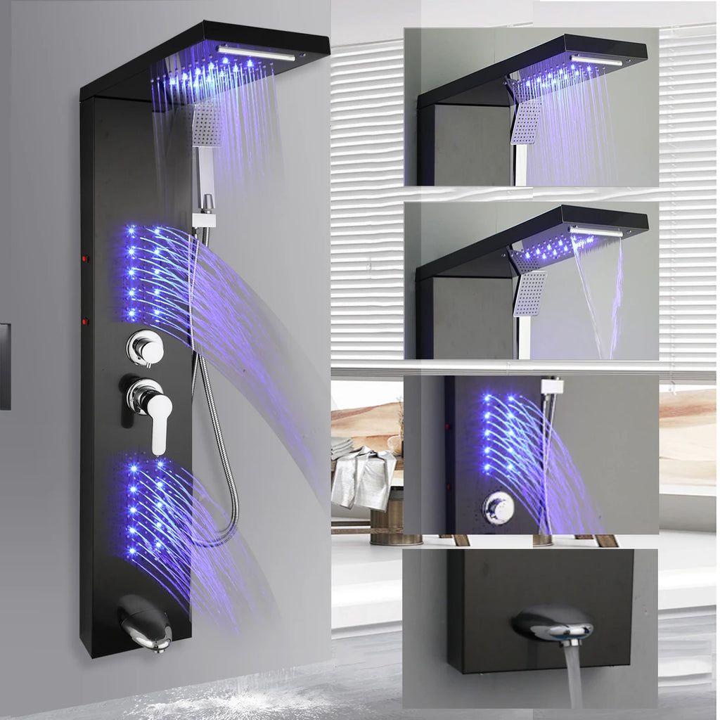ZAPPO Shower Panel Tower System with LED Rainfall Waterfall Head
Full Body Jets ,Handheld Shower Column w/Tub Spout