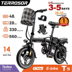 Adult Electric Bike, 20 MPH,    560W Motor,48V Removable Battery,
14inch Folding Maximum 32 Miles,1Year Warranty Ebike