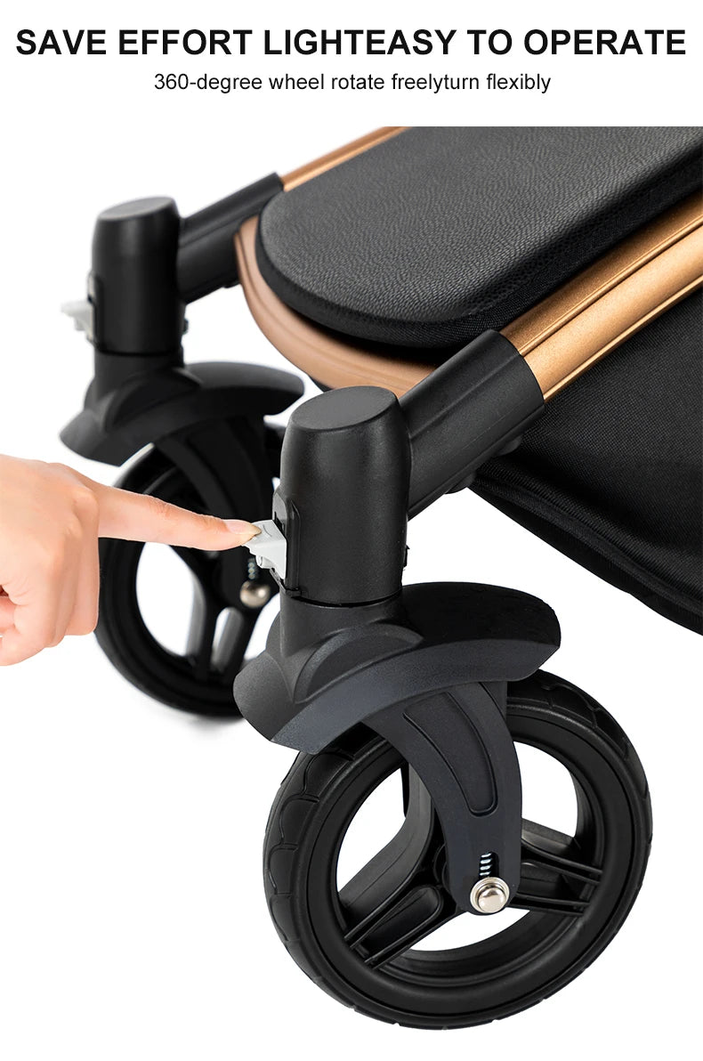 PU Leather Baby Stroller 2 in 1 Travel System 
High Landscape Portable Baby Pram
Newborns Aluminum Frame Baby Carriage