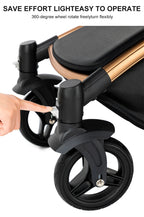 PU Leather Baby Stroller 2 in 1 Travel System 
High Landscape Portable Baby Pram
Newborns Aluminum Frame Baby Carriage